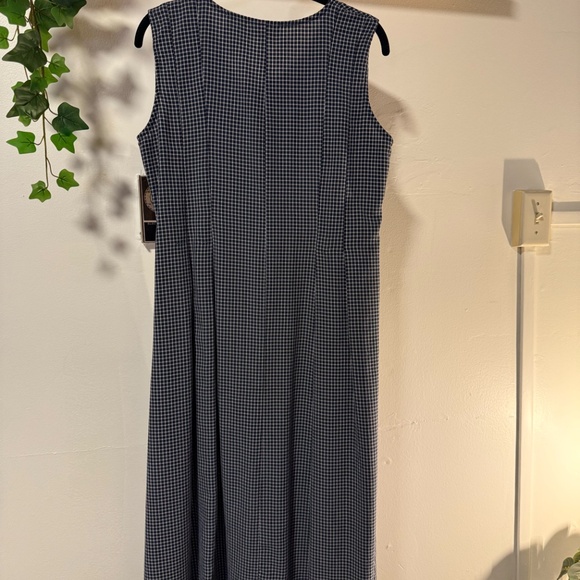 Vintage Blue Gingham Button-Front Sleeveless Midi Dress - Picture 4 of 4